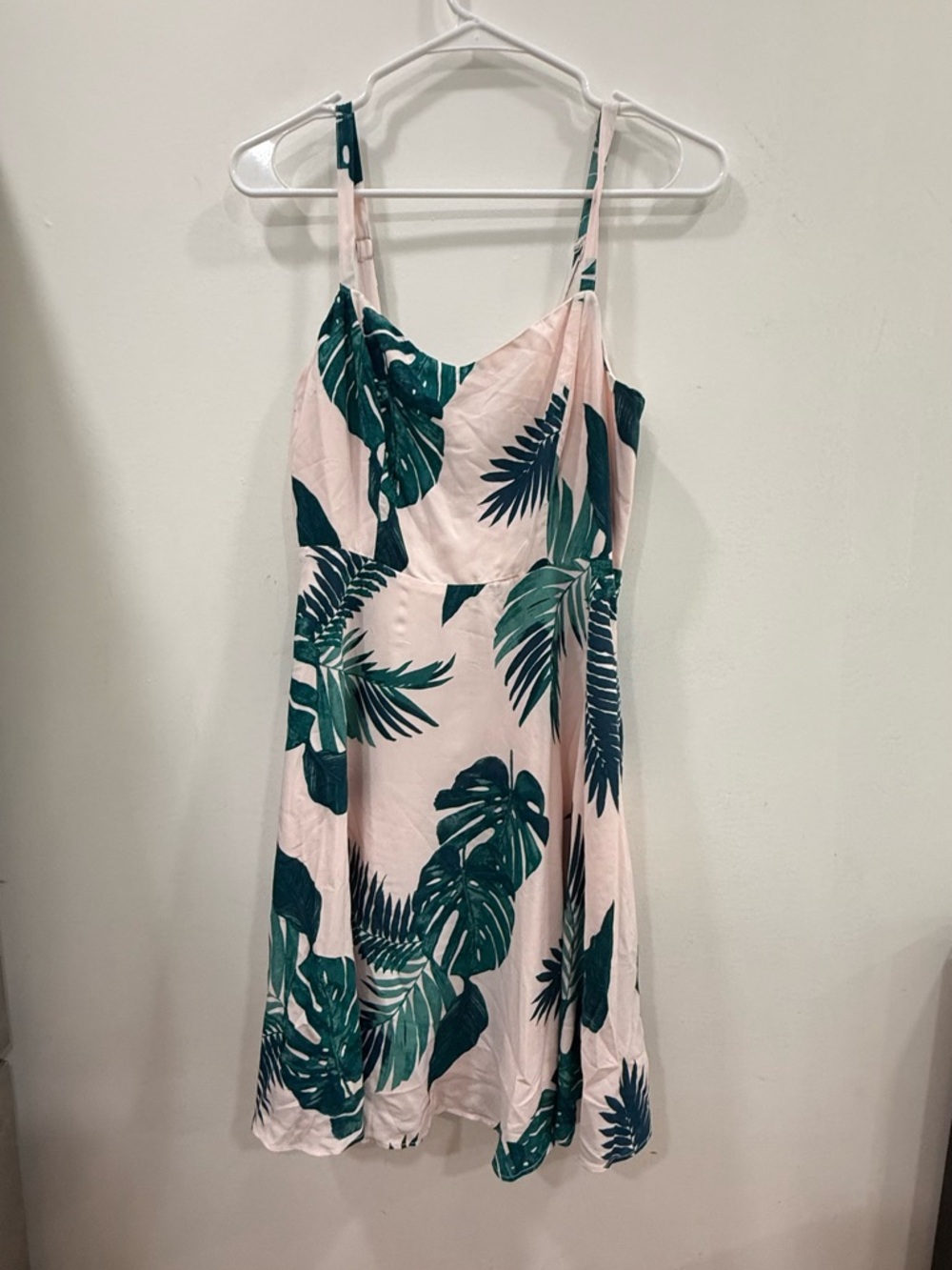 Old Navy Pink Mini Dress with Green Tropical Print